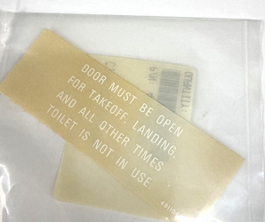 4911049-30 PLACARD LAVATORY DOOR NEW 4416000-218.