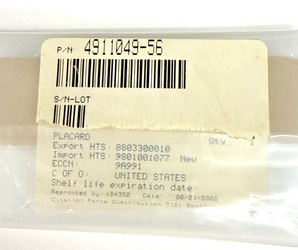 4911049-56 CESSNA PLACARD