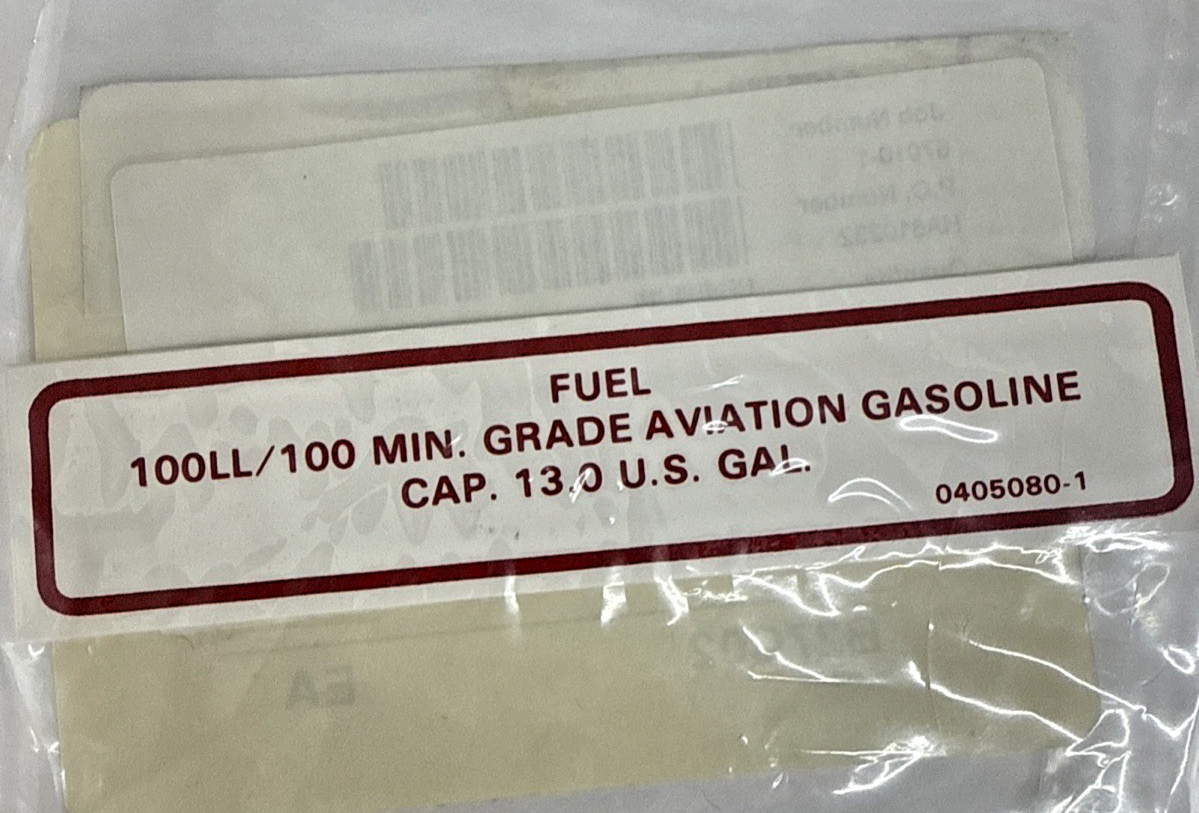 0405080-1 Cessna Fuel Placard NEW