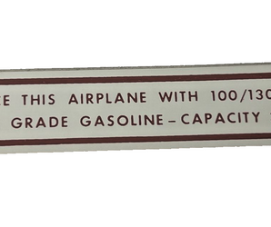 Cessna Aircraft Fuel Placard 0705023-4