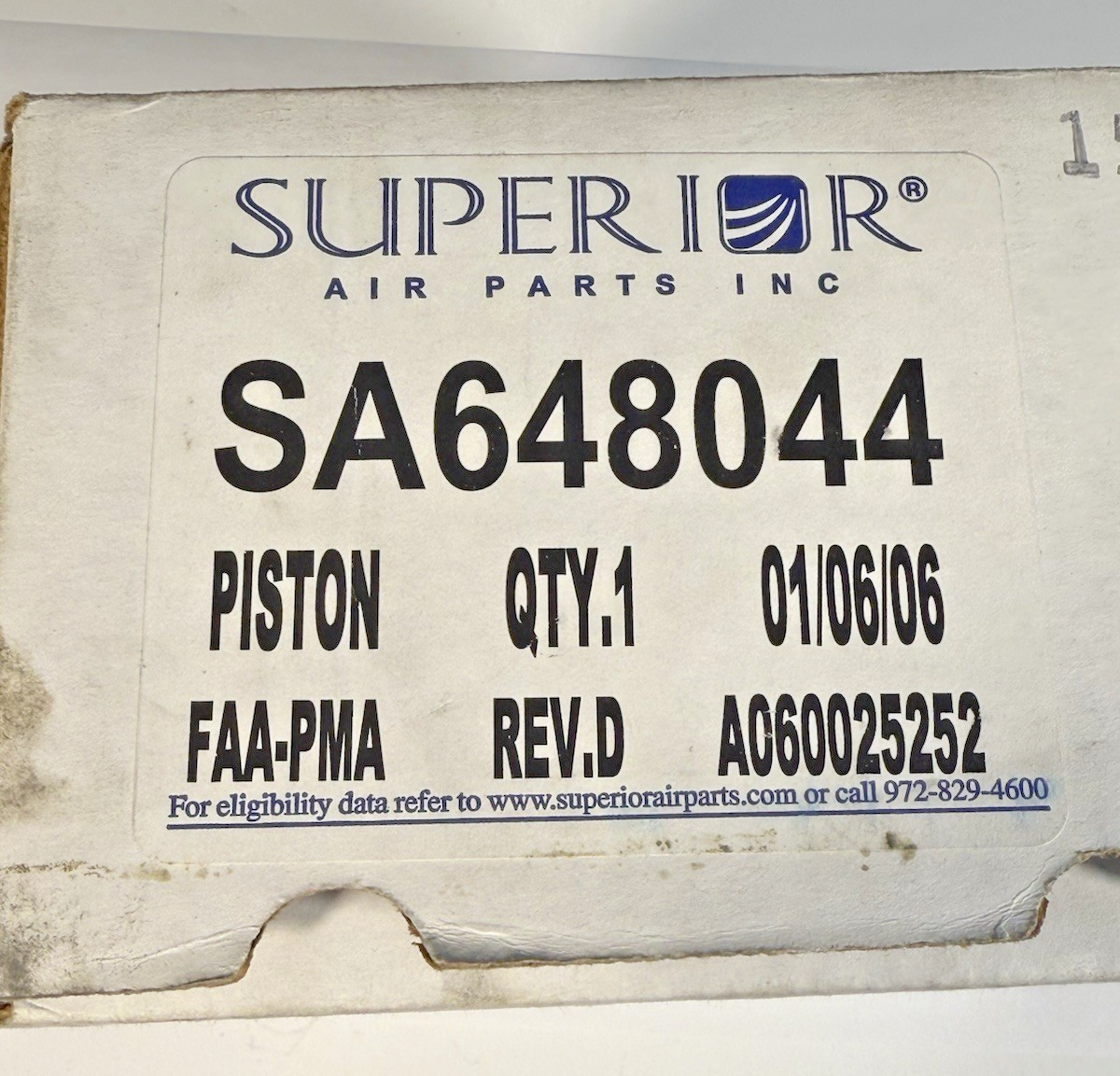 Superior Aircraft Piston SA648044 New Old Stock – Airplane Parts and ...