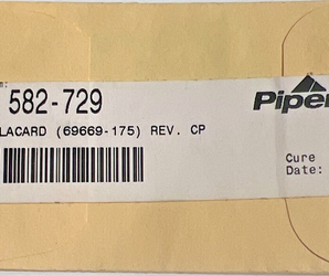 Piper 582-729 - PLACARD: 69669-175. T3