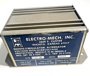 Electro Mech EM2070-2 Regulator Alternator Beechcraft 36-380056-3