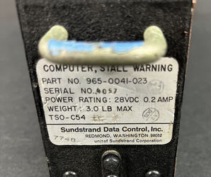 Sundstrand Computer Stall Warning 965–0041–023