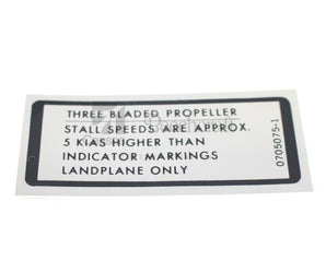 Cessna 0705075-1 Placard