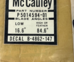 McCauley B4862 Placard