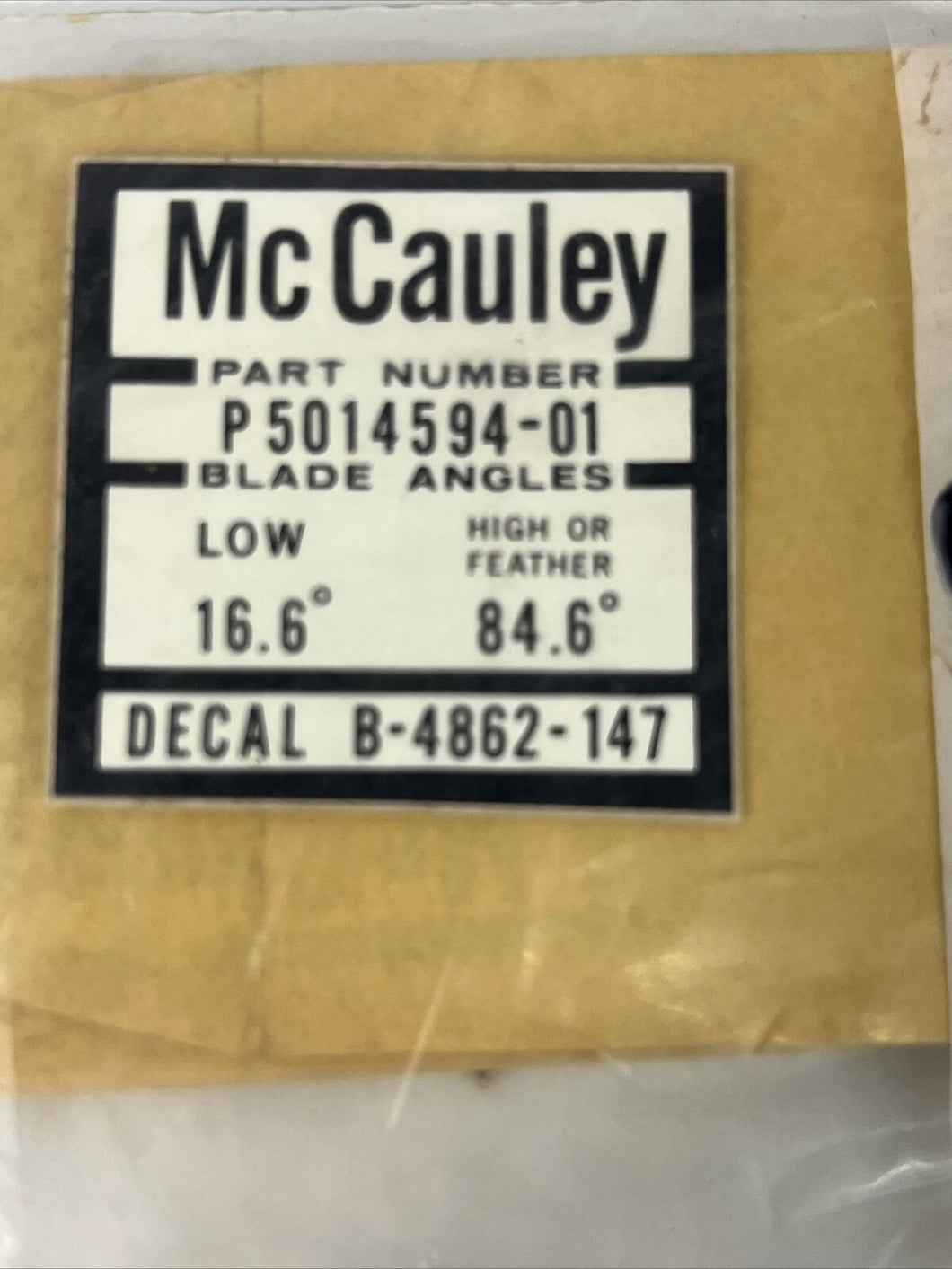 McCauley B4862 Placard