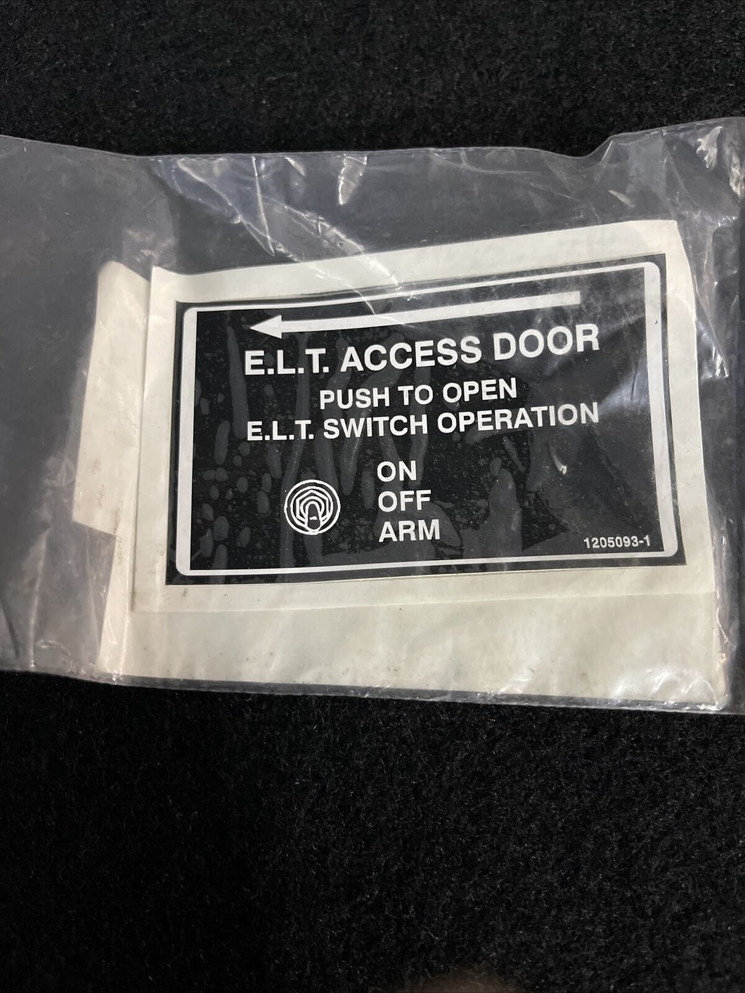Cessna 1205093-1 Placard ELT