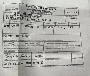 Cessna 6200181-35 Placard