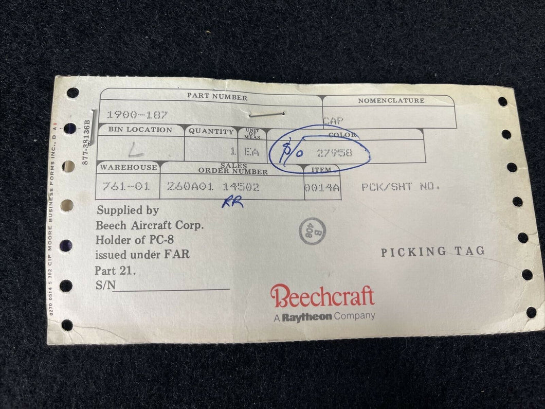 Beechcraft  1900-187 Cap  Piston Seal to Retainer