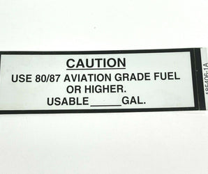 Aircraft Fuel Placard